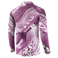 Personalised New Zealand Aotearoa Darts Masters Button Sweatshirt Maori Art Tattoo with Tribal Dart Symbol Pink - Polynesian Pride