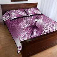 Personalised New Zealand Aotearoa Darts Masters Quilt Bed Set Maori Art Tattoo with Tribal Dart Symbol Pink - Polynesian Pride