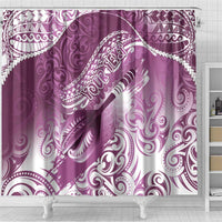 Personalised New Zealand Aotearoa Darts Masters Shower Curtain Maori Art Tattoo with Tribal Dart Symbol Pink - Polynesian Pride