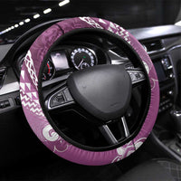New Zealand Aotearoa Darts Masters Steering Wheel Cover Maori Art Tattoo with Tribal Dart Symbol Pink - Polynesian Pride