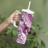 Personalised New Zealand Aotearoa Darts Masters Tumbler With Handle Maori Art Tattoo with Tribal Dart Symbol Pink - Polynesian Pride