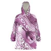 Personalised New Zealand Aotearoa Darts Masters Wearable Blanket Hoodie Maori Art Tattoo with Tribal Dart Symbol Pink - Polynesian Pride