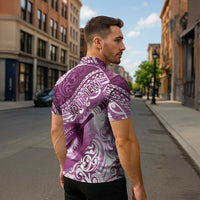 Personalised New Zealand Aotearoa Darts Masters Zipper Polo Shirt Maori Art Tattoo with Tribal Dart Symbol Pink - Polynesian Pride