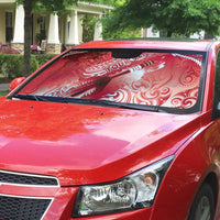 Personalised New Zealand Aotearoa Darts Masters Auto Sun Shade Maori Art Tattoo with Tribal Dart Symbol Red LT03 - Polynesian Pride