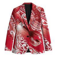 Personalised New Zealand Aotearoa Darts Masters Blazer Maori Art Tattoo with Tribal Dart Symbol Red - Polynesian Pride