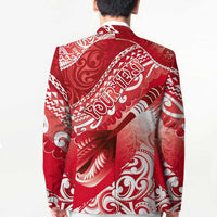 Personalised New Zealand Aotearoa Darts Masters Blazer Maori Art Tattoo with Tribal Dart Symbol Red - Polynesian Pride