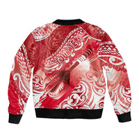 Personalised New Zealand Aotearoa Darts Masters Bomber Jacket Maori Art Tattoo with Tribal Dart Symbol Red - Polynesian Pride