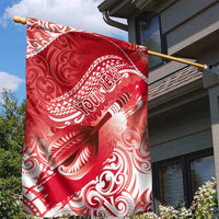 Personalised New Zealand Aotearoa Darts Masters Garden Flag Maori Art Tattoo with Tribal Dart Symbol Red - Polynesian Pride