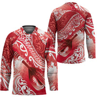 Personalised New Zealand Aotearoa Darts Masters Hockey Jersey Maori Art Tattoo with Tribal Dart Symbol Red LT03 - Polynesian Pride