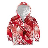 Personalised New Zealand Aotearoa Darts Masters Kid Hoodie Maori Art Tattoo with Tribal Dart Symbol Red - Polynesian Pride