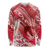 Personalised New Zealand Aotearoa Darts Masters Long Sleeve Shirt Maori Art Tattoo with Tribal Dart Symbol Red - Polynesian Pride