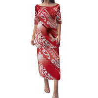 Personalised New Zealand Aotearoa Darts Masters Puletasi Maori Art Tattoo with Tribal Dart Symbol Red - Polynesian Pride