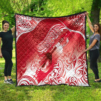 Personalised New Zealand Aotearoa Darts Masters Quilt Maori Art Tattoo with Tribal Dart Symbol Red - Polynesian Pride