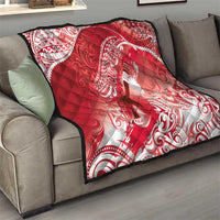 Personalised New Zealand Aotearoa Darts Masters Quilt Maori Art Tattoo with Tribal Dart Symbol Red - Polynesian Pride