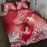 Personalised New Zealand Aotearoa Darts Masters Quilt Bed Set Maori Art Tattoo with Tribal Dart Symbol Red - Polynesian Pride