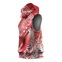 Personalised New Zealand Aotearoa Darts Masters Sleeveless Hoodie Maori Art Tattoo with Tribal Dart Symbol Red - Polynesian Pride