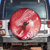 Personalised New Zealand Aotearoa Darts Masters Spare Tire Cover Maori Art Tattoo with Tribal Dart Symbol Red - Polynesian Pride