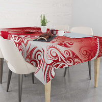 Personalised New Zealand Aotearoa Darts Masters Tablecloth Maori Art Tattoo with Tribal Dart Symbol Red - Polynesian Pride