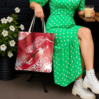 Personalised New Zealand Aotearoa Darts Masters Tote Bag Maori Art Tattoo with Tribal Dart Symbol Red - Polynesian Pride