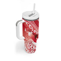 Personalised New Zealand Aotearoa Darts Masters Tumbler With Handle Maori Art Tattoo with Tribal Dart Symbol Red - Polynesian Pride