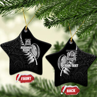 Custom New Zealand World Cup 2023 Ceramic Ornament Aotearoa Champion Rugby with Silver Fern Maori Ethnic Pattern LT03 - Polynesian Pride