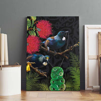 New Zealand Tui Canvas Wall Art Guardians of the Hei Tiki - Maori Art and Plants LT03 - Polynesian Pride