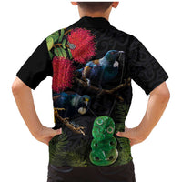 New Zealand Tui Family Matching Mermaid Dress and Hawaiian Shirt Guardians of the Hei Tiki - Maori Art and Plants LT03 - Polynesian Pride