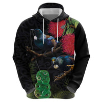New Zealand Tui Zip Hoodie Guardians of the Hei Tiki - Maori Art and Plants LT03 - Polynesian Pride