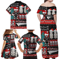 New Zealand Christmas Family Matching Off Shoulder Maxi Dress and Hawaiian Shirt Maori Christmas Spirit - Meri Kirihimete
