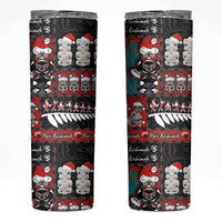 New Zealand Christmas Skinny Tumbler Maori Christmas Spirit - Meri Kirihimete LT03 Black - Polynesian Pride