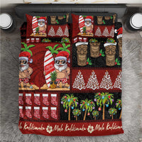 Hawaiian Christmas Bedding Set - Mele Kalikimaka Island Holiday Vibes - Black Red