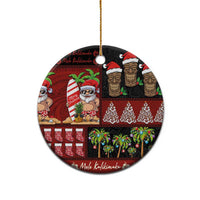 Hawaiian Christmas Ceramic Ornament - Mele Kalikimaka Island Holiday Vibes - Black Red