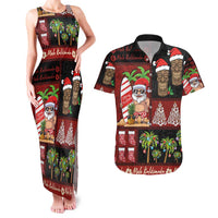 Hawaiian Christmas Couples Matching Tank Maxi Dress and Hawaiian Shirt - Mele Kalikimaka Island Holiday Vibes - Black Red LT03 Black - Red - Polynesian Pride