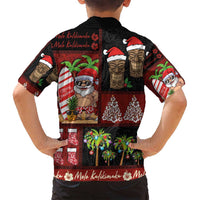Hawaiian Christmas Family Matching Puletasi and Hawaiian Shirt - Mele Kalikimaka Island Holiday Vibes - Black Red LT03 - Polynesian Pride