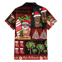 Hawaiian Christmas Family Matching Short Sleeve Bodycon Dress and Hawaiian Shirt - Mele Kalikimaka Island Holiday Vibes - Black Red LT03 - Polynesian Pride