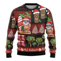 Hawaiian Christmas Ugly Christmas Sweater - Mele Kalikimaka Island Holiday Vibes - Black Red