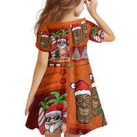 Hawaiian Christmas Family Matching Off The Shoulder Long Sleeve Dress and Hawaiian Shirt - Mele Kalikimaka Island Holiday Vibes - Red Orange LT03 - Polynesian Pride