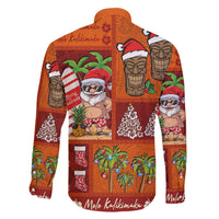 Hawaiian Christmas Family Matching Off The Shoulder Long Sleeve Dress and Hawaiian Shirt - Mele Kalikimaka Island Holiday Vibes - Red Orange LT03 - Polynesian Pride