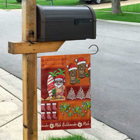 Hawaiian Christmas Garden Flag - Mele Kalikimaka Island Holiday Vibes - Red Orange