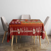 Hawaiian Christmas Tablecloth - Mele Kalikimaka Island Holiday Vibes - Red Orange
