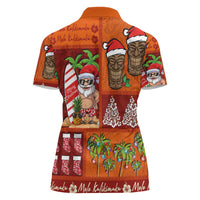 Hawaiian Christmas Women Polo Shirt - Mele Kalikimaka Island Holiday Vibes - Red Orange LT03 - Polynesian Pride
