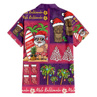 Hawaiian Christmas Family Matching Long Sleeve Bodycon Dress and Hawaiian Shirt - Mele Kalikimaka Island Holiday Vibes - Pink Purple LT03 - Polynesian Pride
