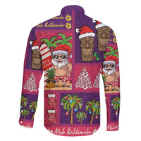 Hawaiian Christmas Family Matching Tank Maxi Dress and Hawaiian Shirt - Mele Kalikimaka Island Holiday Vibes - Pink Purple