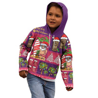 Hawaiian Christmas Kid Hoodie - Mele Kalikimaka Island Holiday Vibes - Pink Purple