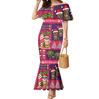 Hawaiian Christmas Mermaid Dress - Mele Kalikimaka Island Holiday Vibes - Pink Purple LT03 Women Pink - Purple - Polynesian Pride