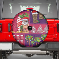 Hawaiian Christmas Spare Tire Cover - Mele Kalikimaka Island Holiday Vibes - Pink Purple