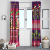 Hawaiian Christmas Window Curtain - Mele Kalikimaka Island Holiday Vibes - Pink Purple