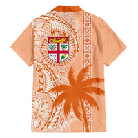 Bula Fiji Family Matching Tank Maxi Dress and Hawaiian Shirt Tropical Flower and Tapa Pattern Peach Fuzz Color LT03 - Polynesian Pride