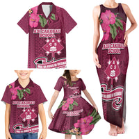 Fiji Adi Cakobau School Family Matching Tank Maxi Dress and Hawaiian Shirt Tropical Flower and Tapa Pattern LT03 - Polynesian Pride