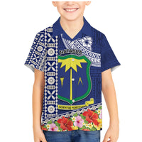 Fiji Natabua High School Family Matching Mermaid Dress and Hawaiian Shirt Tropical Flower and Tapa Pattern Blue Style LT03 Son's Shirt Blue - Polynesian Pride